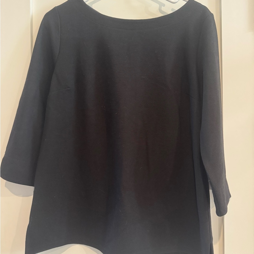 Talbots Black Ribbed Knit Top - Picture 2 of 5